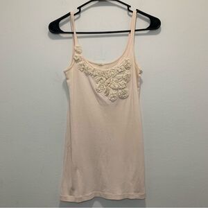 J Crew Pink Tank Top With Silk Flowers Size Small